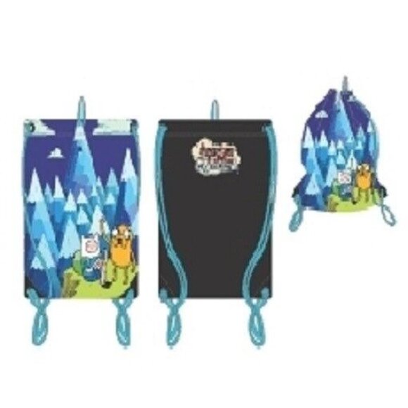 Licensed New Adventure Time Finn & Jake Cartoon Mountain Cinch Bag Backpack Tote - Picture 4 of 4